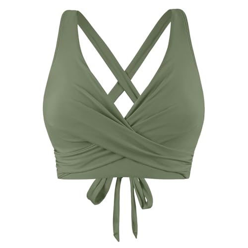 Bikini Top Push Up Damen Wickeloptik Lace Up...