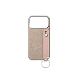 【ボナベンチュラ】 (for iPhone 17 Pro Max)ハンドル付き バックカバーケース シュリンクレザー [グレージュ × シェル] スマホケース ヨーロッパ最高級レザー 本革 プレゼント BWHT17PM-GGSP