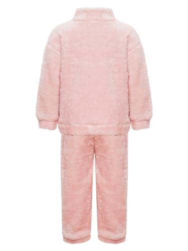 Kids Unisex Fleece Jacket with Pants Suit Winter Sherpa Coat Outerwear with Pocket Warm Flannel Homewear4