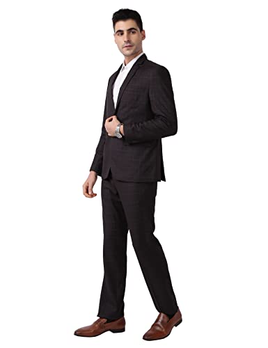 Image of Park Avenue Rayon Blend Men's Full Sleeve Super Slim FIT Dark Brown Formal Suit (PIDP00198-O8 34)