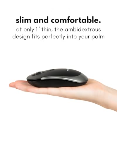 Image of Macally Wireless Bluetooth Mouse for Mac, MacBook Pro /Air, iPad, Laptop, and PC - Quiet Click and Comfortable Apple Wireless Mouse - Rechargeable - Space Gray