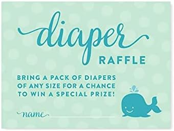 Andaz Press Boy Whale Nautical Baby Shower Collection, Games, Activities, Decorations, Diaper Raffle Cards, 30-pack
