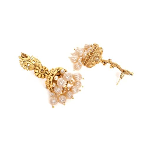 Image of Rubans Jhumka Earrings Gold Plated Stylish Traditional Trendy Jewellery Gift for Women & Girls