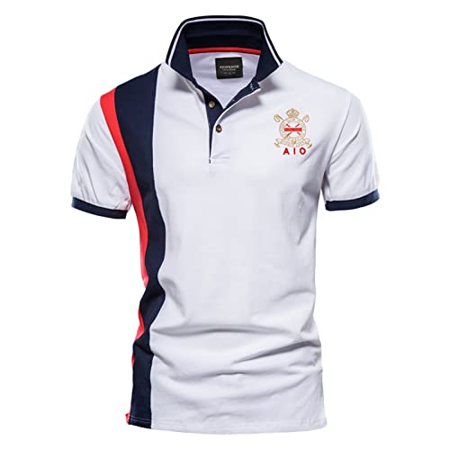 Polo manches courtes homme col en V infroissable à la coupe ajustée haut de gamme