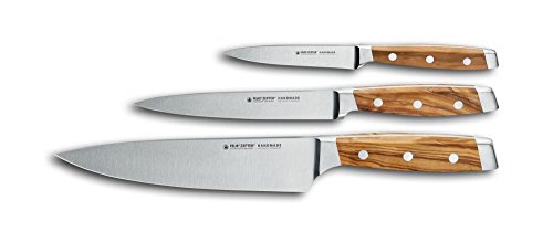 FELIX SOLINGEN 830333 FIRST CLASS WOOD Messer-Set 3tlg - Küchen-Basics Klingen-Stahl Olivenholzgriff - Made in Germany Cover
