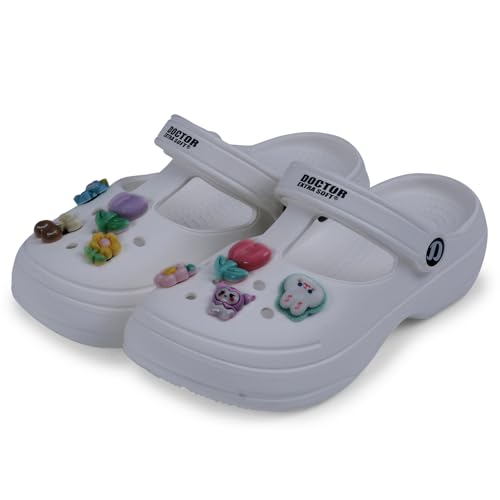 Image of DOCTOR EXTRA SOFT Women's Classic Charms Clogs /Sandals with Adjustable Back Strap for Adult | Comfortable & Light Weight | Stylish & Anti-Skid |Waterproof & Everyday Use Mules for Girls & Ladies D-511