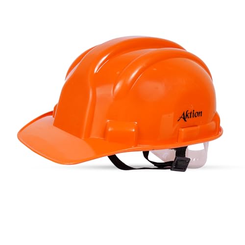 Image of Aktion AK H01 WHT Safety Helmets Nape Type, Color: Orange, Pack of 10, IS 2925:1984