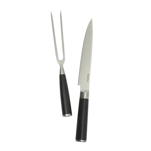 Babish 2-Piece Carving Knife and Fork Set – 8-Inch Stainless Steel Carving Knife with 6.5-Inch...