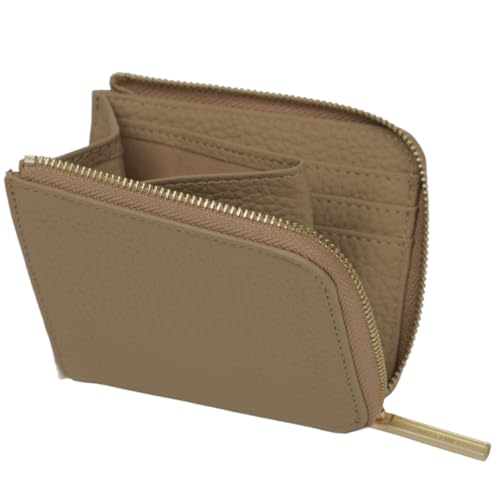 ミニ財布 レディース 小銭入れ 小さい財布 薄型 コンパクト L字ファスナー 軽量 お札が折れない (グレージュ)のサムネイル