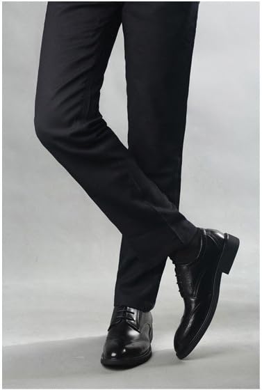Mens Brogue Oxford Leather Dress Shoes British Style Business Casual Pointed Toe Lace-Up Wedding Formal Footwear(Black,6)3