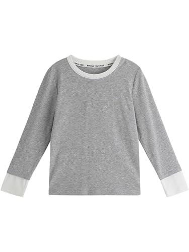 Image of 2026 Premium Girls Long Sleeve T-Shirt, Two-Tone Crew Neck Top with Contrast Cuffs