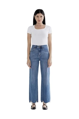 SALT TREE Mica Denim - High Rise Wide Leg with Hem Detail Jeans - MDP-W3218