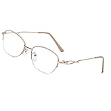 [NEGISU] 老眼鏡 レディース オシャレ 半フレーム お洒落 人気 薄型 メガネ めがね 専用ケース付き シニアグラス ハーフ メタル ブルーライトカットオシャレ リーディンググラス プレゼント度付き 2851