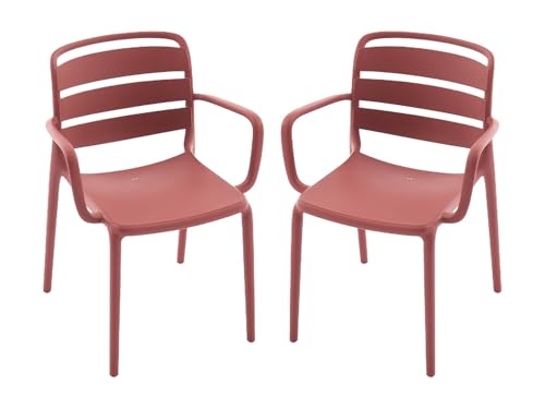 Vente-unique - Lot de 2 fauteuils de Jardin empilables en polypropyléne - Terracotta - MOAH de MYLIA