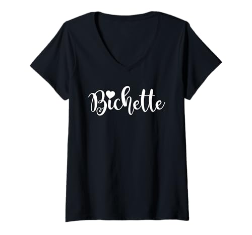 Femme Bichette surnom cadeau fille femme couple Saint-Valentin T-Shirt avec Col en V