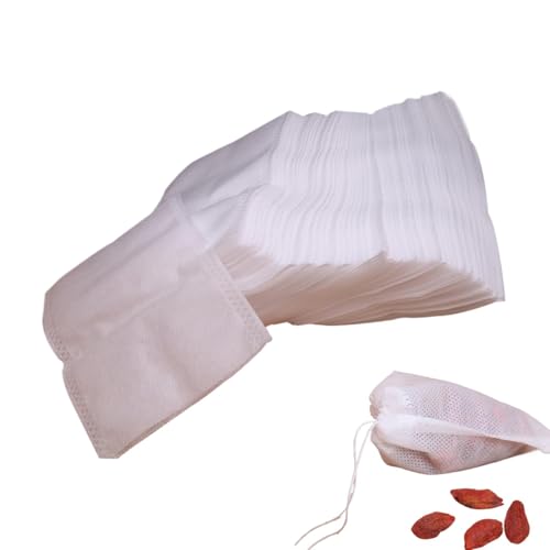100 bolsas de té, 7 x 5 cm, bolsas de filtro vacías, filtro de té para bolsas de té vacías para té suelto, bolsas de té con cordón para especias sueltas, en polvo de hierbas