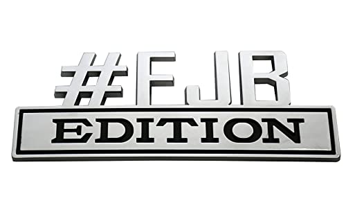 Image of Large #FJB Edition Emblem Car Bumper Sticker Badgeslide ​Decal fits Fender Car Truck Badge - 7 Inch Length (Chrome) (FD-# FJB Edition)