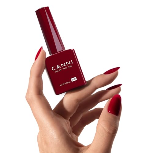 Image of CANNI Dark Red Jelly Gel Nail Polish, 1Pcs Sheer Burgundy Red Gel Polish Deep Wine Color High Gloss Soak Off U V Nail Manicure Salon DIY