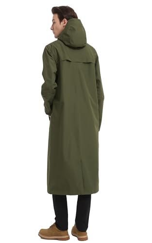 Image of NORDIC OUTLAND Rain Jacket Men,Waterproof Breathable Long Raincoat with Hood Mesh Lining,Windbreaker for outdoor activities