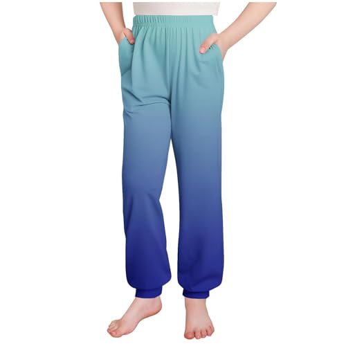 Girls Boys Gradient Sweatpants Casual Elastic Waist Joggers Loose Athletic Track Pants with Pockets for Kids 3-15 Years4