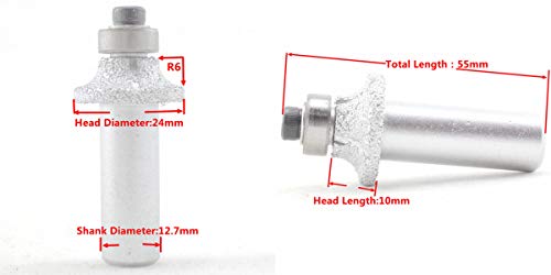 Ilovetool Shank 1/2''Inch Head Radius 6Mm 1/4" Inch Diamond Brazed Profile Wheel Router Bit Bullnose For Marble Granite Stone Hells Tile #TOP5