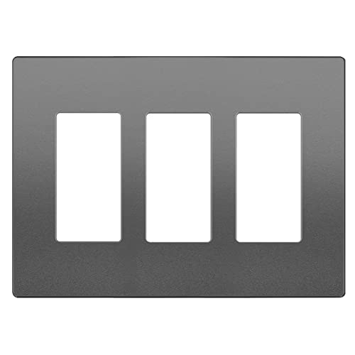 Image of LIDER Decorator Switch Cover, Screwless Wall Plate, Mid-Size 3-Gang 4.88 inch x 6.77 inch, LSWP-33M-SG, UL Listed, Thermoplastic, Matte Space Gray, 1-Pack