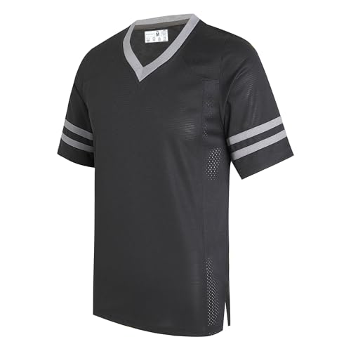 dolessismore Replica Black Football Jerseys for Men Unisex 90s 00s 10s Hip Hop Hipster T-Shirts Workout Classic Tops Cloth Gray Stripe-Black Jersey,Men Size X-Large by dolessismore - Used condition - US$13.87