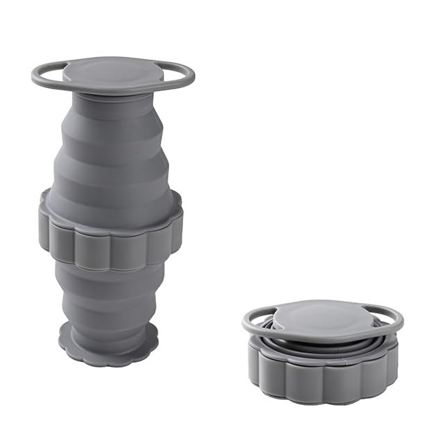 Bottiglia D'acqua Sportiva Pieghevole in Silicone A Forma Di Fiore Portatile Per Viaggi All'aperto,Grigio,9 * 9 * 17 cm