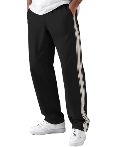 Mens Casual Sweatpants Lightweight Pants Drawstring Waist Workout Striped