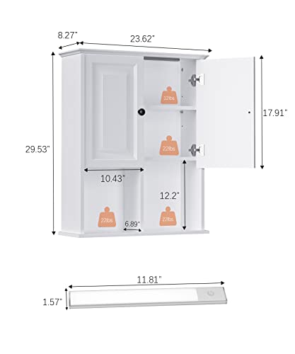 Haioou HO-MC001 Bathroom Wall Cabinet With Motion Sensor Led Light, Wooden Medicine Cabinet Wall Mounted Cupboard thumb #2