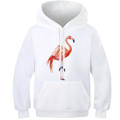 Sweat à capuche Flamands rose unisexe avec poche mignonne pour enfant de 9 à 11 ans