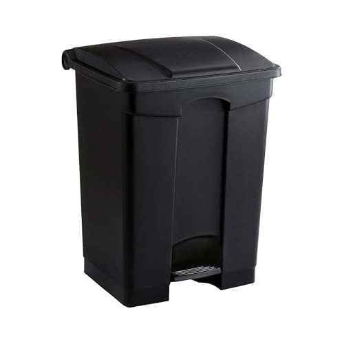 Image of Safco Step On Plastic Trash Can with Foot Pedal, 23 Gallon Garbage Can for Kitchen, Indoor or Outdoor Use, Hands Free, Black
