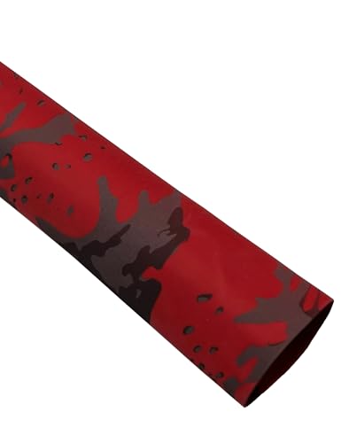 Accering Red Camo Heat Shrinkable Tubing Rod Wrap Durable for Sports Racquets (φ25mm, L1.64ft, Red Camo)