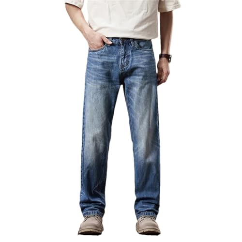 Men Spring Wide Leg Pants Straight Cut Loose Fit Streetwear Jeans