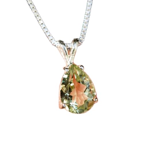 Pendentif améthyste verte poire 10x7mm collier argent sterling 925 gmpd_0004