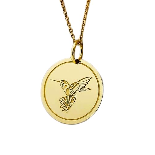 Joyería de colibrí tallada en plata de ley 925 con acabado premium chapado en oro de 28 mm