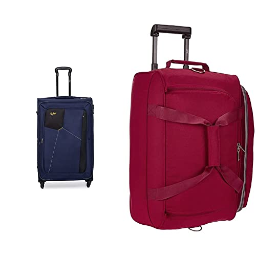 Image of Skybags Rubik Polyester 78 Cms Softsided Spinner Carry-On Luggage & Cardiff Polyester 52 Cms Red Travel Duffle, Assorted, Small,Large
