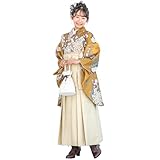 [SOUBIEN] ソウビエン 袴 4点 セット floro ジュニア (二尺袖着物/袴/長襦袢/下帯) 小学生 卒業式 女の子 十三参り M 2尺4寸 91cm 黄金に浮かぶ菊×アイボリー nij10399-hml00091