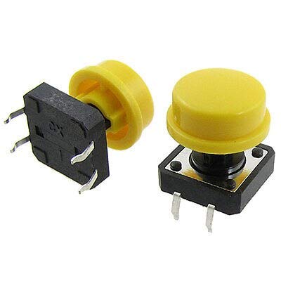 Techtonics Momentary Tact Tactile Push Button Switch 12x12x7.3mm with Yellow Round Cap - 5 Pcs (B08LB8P9J9) Amazon Price History, Amazon Price Tracker