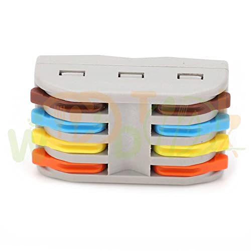 Image of 4 to 4 Inline Wiring Cable Connectors - Quick connectore Terminal Blocks - Electrical Connectors Blocks (4pcs, 4 to 4 Inline, Multi)