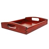 JOINPAYA Holztablett mit Griffen aus Rotem Blumenholz Mittleres Aktivitätstablett für Vielseitiges Serviertablett und Montessori Lerntablett für Babys