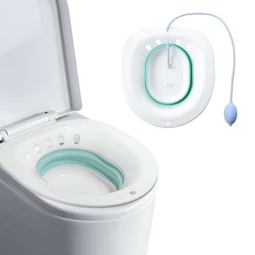 Bidet Portátil para el WC con Bomba y Gancho –,Baño de asiento para inodoro, Antideslizante, Soporta 130 kg, Diseño Ergonómico, Hemorroides, Embarazadas, cuidado postparto-Tratamiento Del Perineo