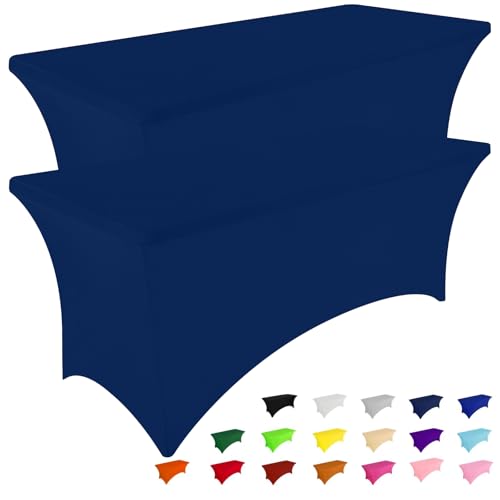 Smiry 2 Pack Spandex Table Cloth 42x42in, Elastic Fitted Navy Tablecloth