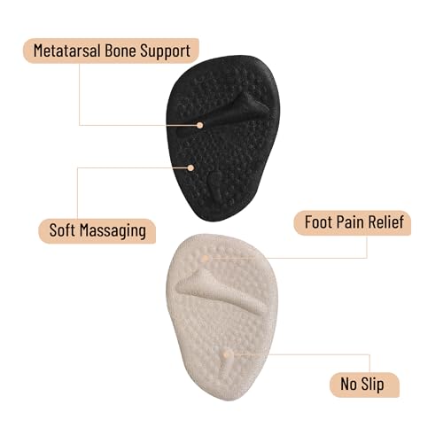 Image of Dr. JK- Ball of Foot Cushions, 2 Pairs, Black & Beige, Metatarsal Pads Women, Heel Pads for Shoes Women, Ball of Foot Cushions