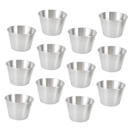 NAMOARLY 70ml Sauce Dipping Cups Set 12 Pcs Steel Condiment Sauce Cups for Snack Dish