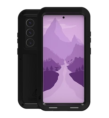 LOVE MEI para Samsung Galaxy S24 Ultra Metal Funda, al Aire Libre Deportes híbrido Aluminio Metal Militar Bumper Antichoque/Antipolvo Protectora Funda para Samsung Galaxy S24 Ultra 5G (Negro)