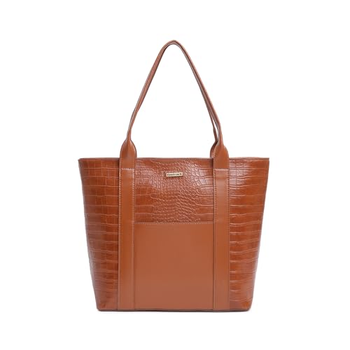 Image of Fastrack Chic Textured Tote Bag for Women | Stylish Casual Bag for Ladies, Women, Girls | Trendy Everyday College Bag Made of Faux Leather