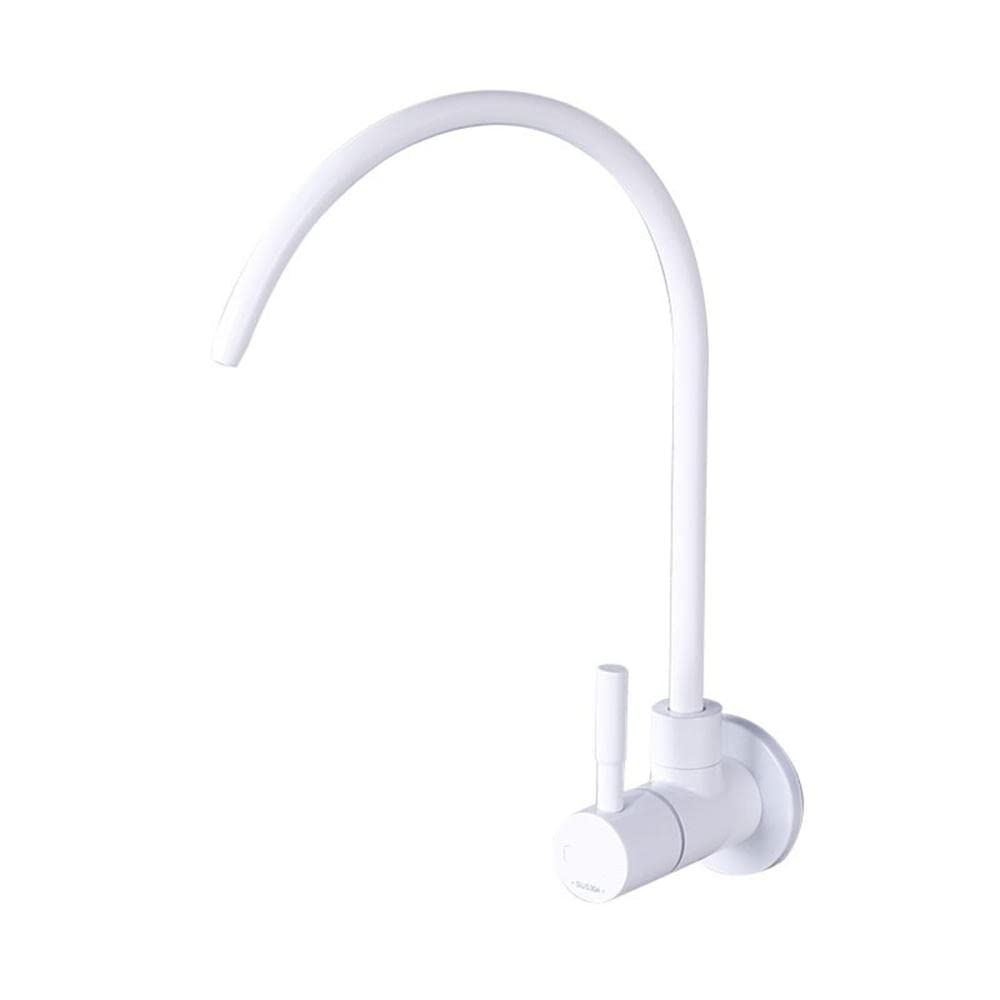 WDSOPK Kitchen Taps Filter Wall Mounted Stainless Steel Direct Drinking Faucet Rotating Cold Water Faucet-Drawing (White A)
