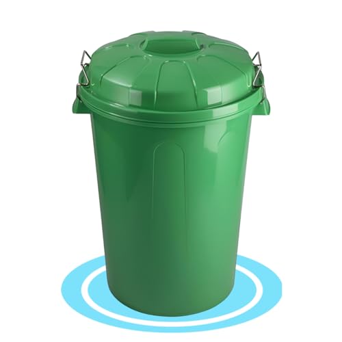 Dekohome Poubelle verte 100 l de capacité avec couvercle. Fabriquée en plastique résistant, idéale pour le stockage des ordures pour la maison, le bureau...
