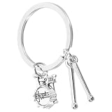 Healeved Porte-Clés Tambour Miniature en Métal Argenté Kit de Porte-Clés Amusant Bague...